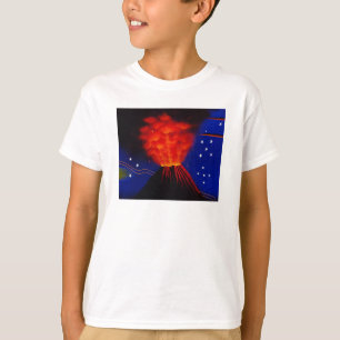 Opblazen van vulkaan en sterren t-shirt