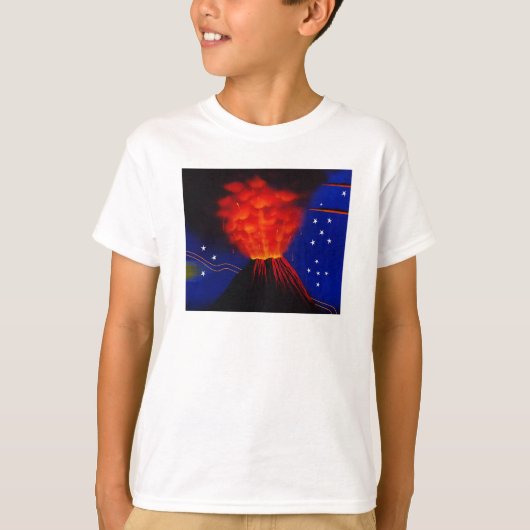 Opblazen van vulkaan en sterren t-shirt (Voorkant)