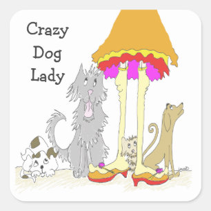 Opbrengst naar Animal Charity Crazy Dog Lady Vierkante Sticker