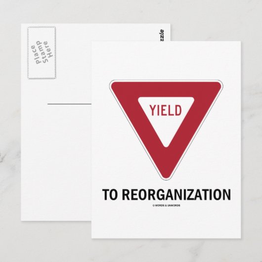 Opbrengst van reorganisatie (Humor van economische Briefkaart (Voorkant / Achterkant)