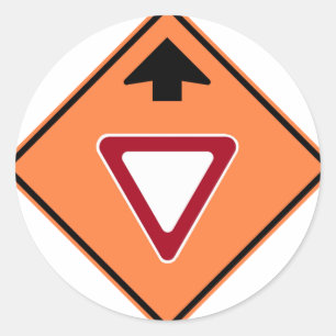 Opbrengst Vooruit Bouwzone Snelweg Teken Ronde Sticker