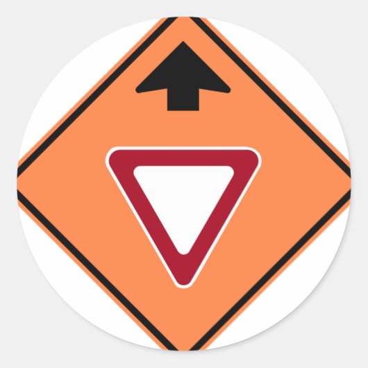 Opbrengst Vooruit Bouwzone Snelweg Teken Ronde Sticker (Voorkant)