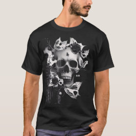 Opbrengstembrace: zwarte en witte grafische schede t-shirt