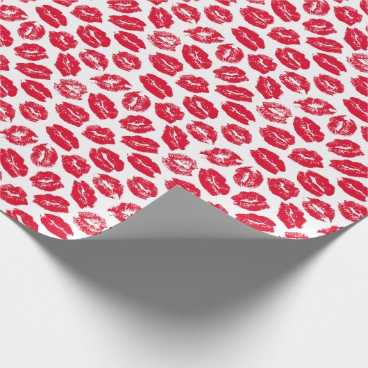 Opdruk Kiss Rode Lippen:  Naadloos Cadeaupapier (Hoek)
