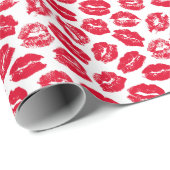 Opdruk Kiss Rode Lippen:  Naadloos Cadeaupapier (Rol Hoek)