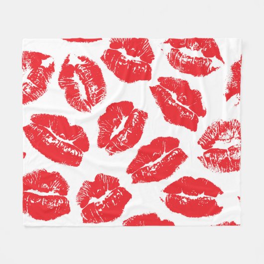 Opdruk Kiss Rode Lippen:  Naadloos Fleece Deken (Voorkant (Horizontaal))