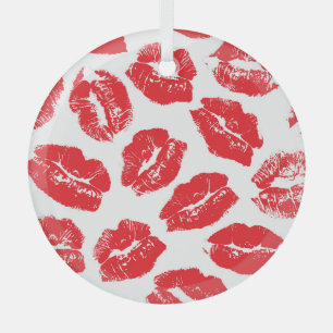 Opdruk Kiss Rode Lippen: Naadloos Glas Ornament