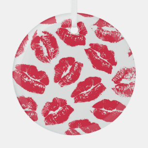 Opdruk Kiss Rode Lippen: Naadloos Glas Ornament