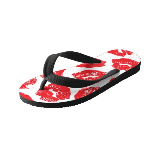 Opdruk Kiss Rode Lippen:  Naadloos Kinder Teenslippers (Schuin)