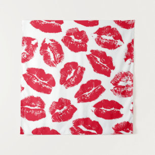Opdruk Kiss Rode Lippen: Naadloos Wandkleed