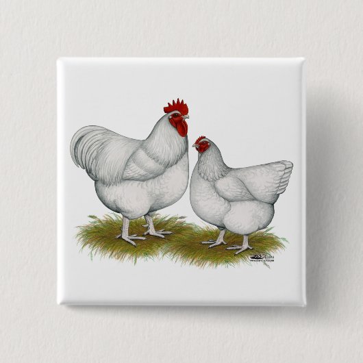 Opeens: White Pair Vierkante Button 5,1 Cm (Voorkant)