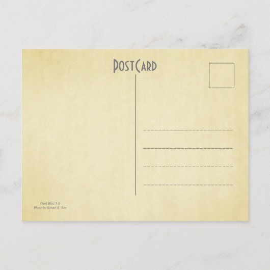 Opel Blitz Briefkaart (Achterkant)