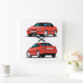 Opel Calibra red Vierkante Klok (Huis)