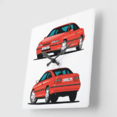 Opel Calibra red Vierkante Klok (Hoek)