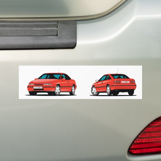 Opel Calibra voor en achter in rood Bumpersticker (Op auto)