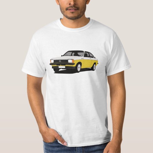 Opel Kadett GT/E c-reeks wit-geel T-shirt (Voorkant)