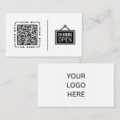Open 24/7 | Aanpasbare QR-code en logo-sjabloon Visitekaartje (Voorkant / Achterkant)