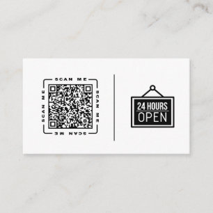 Open 24/7   Aanpasbare QR-code en logo-sjabloon Visitekaartje