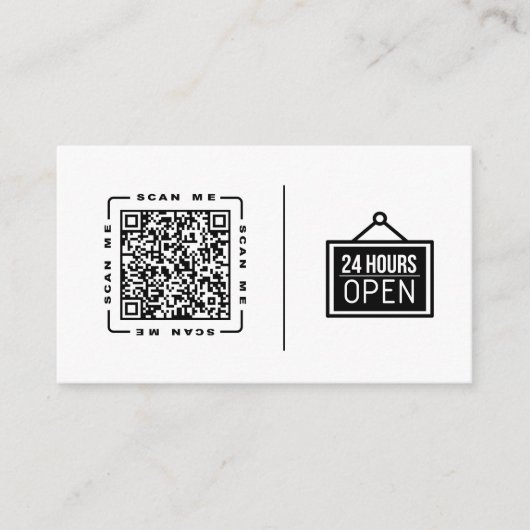 Open 24/7 | Aanpasbare QR-code en logo-sjabloon Visitekaartje (Voorkant)