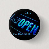 open 24-7 CoolBearStuff.com Ronde Button 3,2 Cm (Voorkant)