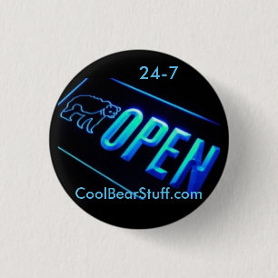 open 24-7 CoolBearStuff.com Ronde Button 3,2 Cm