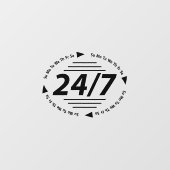 Open 24/7 l Openingstijden zwart bedrijf  Raamsticker (Vel)