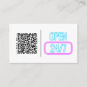 Open 24/7 Neon | Aanpasbare QR-code en logo Visitekaartje (Voorkant)