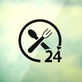 Open 24 uur l Restaurant Zakelijk Zwart   Raamsticker (Vel 3)