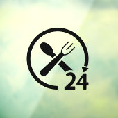 Open 24 uur l Restaurant Zakelijk Zwart Raamsticker (Vel 3)