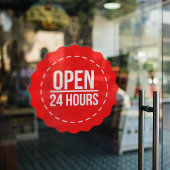 Open 24 uur l Rode cirkel Openingstijd Raamsticker