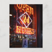 Open 24 uur Neon Diner Sign New York City NYC Briefkaart (Voorkant)