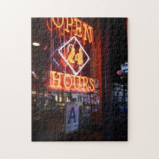 Open 24 uur Neon Diner Sign New York City NYC Legpuzzel (Verticaal)