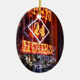 Open 24 uur Neon Diner Sign NYC Fotografie Keramisch Ornament