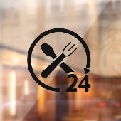 Open 24 uur per dag l Restaurant Zakelijk Zwart   Raamsticker (Vel 2)