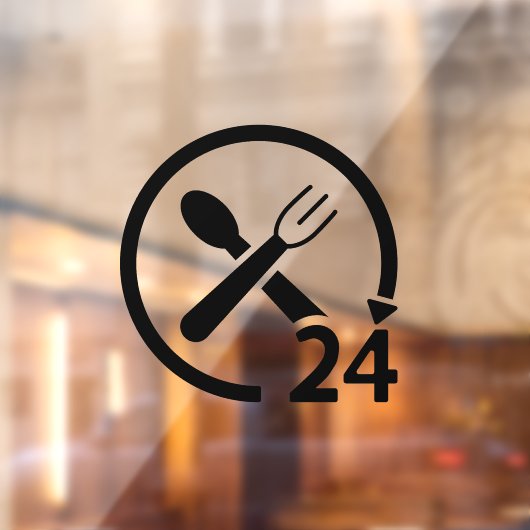 Open 24 uur per dag l Restaurant Zakelijk Zwart   Raamsticker (Vel 2)