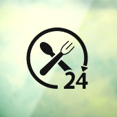 Open 24 uur per dag Restaurant Zakelijk Zwart   Raamsticker (Vel 3)
