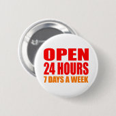 Open 24 uur ronde button 5,7 cm (Voorkant /achterkant)