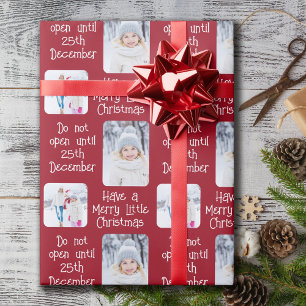 Open 25 december Merry Little KerstPhoto Wr Cadeaupapier