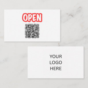 Open Aanpasbare QR-code & Logo Sjabloon Zwart Visitekaartje