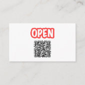 Open | Aanpasbare QR-code & Logo Sjabloon Zwart Visitekaartje (Voorkant)