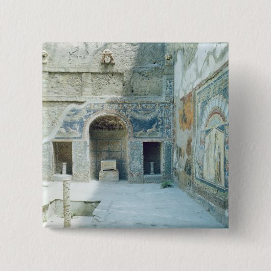 Open air triclinium van het Huis van Neptune Vierkante Button 5,1 Cm (Voorkant)