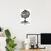 Open All Night Retro Diner Bord NIGHTSHIFT 90 Poster (Thuiskantoor)