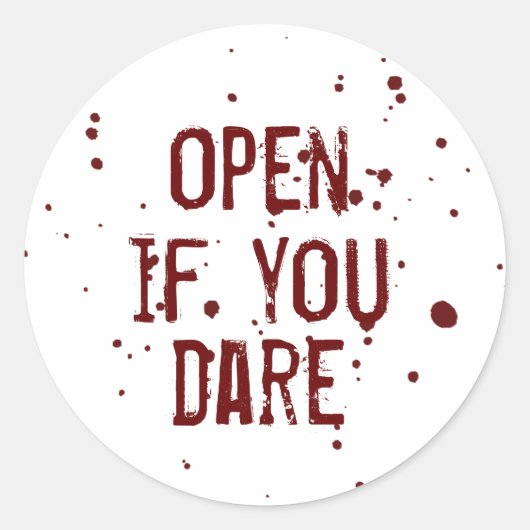 Open als je durft Blood Splatter Halloween Sticker (Voorkant)