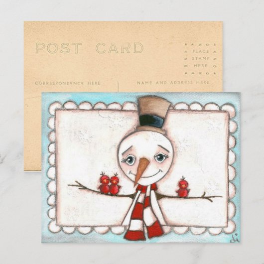 Open Arms Snowman - Vakantie Briefkaart (Voorkant / Achterkant)