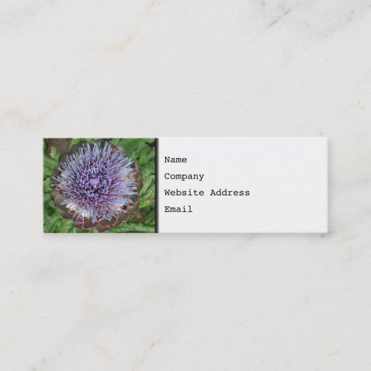 Open Artichoke Flower. Paars. Mini Visitekaartje (Voorkant)