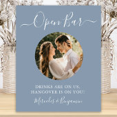 Open Bar Aangepaste foto stoffig blauwe trouwdrank Poster