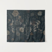 Open Bar and Signature Drink Black Floral Wedding Wandkleed (Voorkant (horizontaal))
