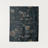 Open Bar and Signature Drink Black Floral Wedding Wandkleed (Voorkant)