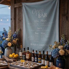 Open Bar and Signature Drink Coastal Blue Wedding Wandkleed