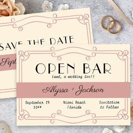 Open Bar Art Deco Dusty Roos en  Cream Save The Date